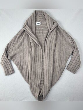 NWT Beryll Ava 100% Cashmere Knit Oversized Cocoon Cardigan Sweater In Taupe, OS